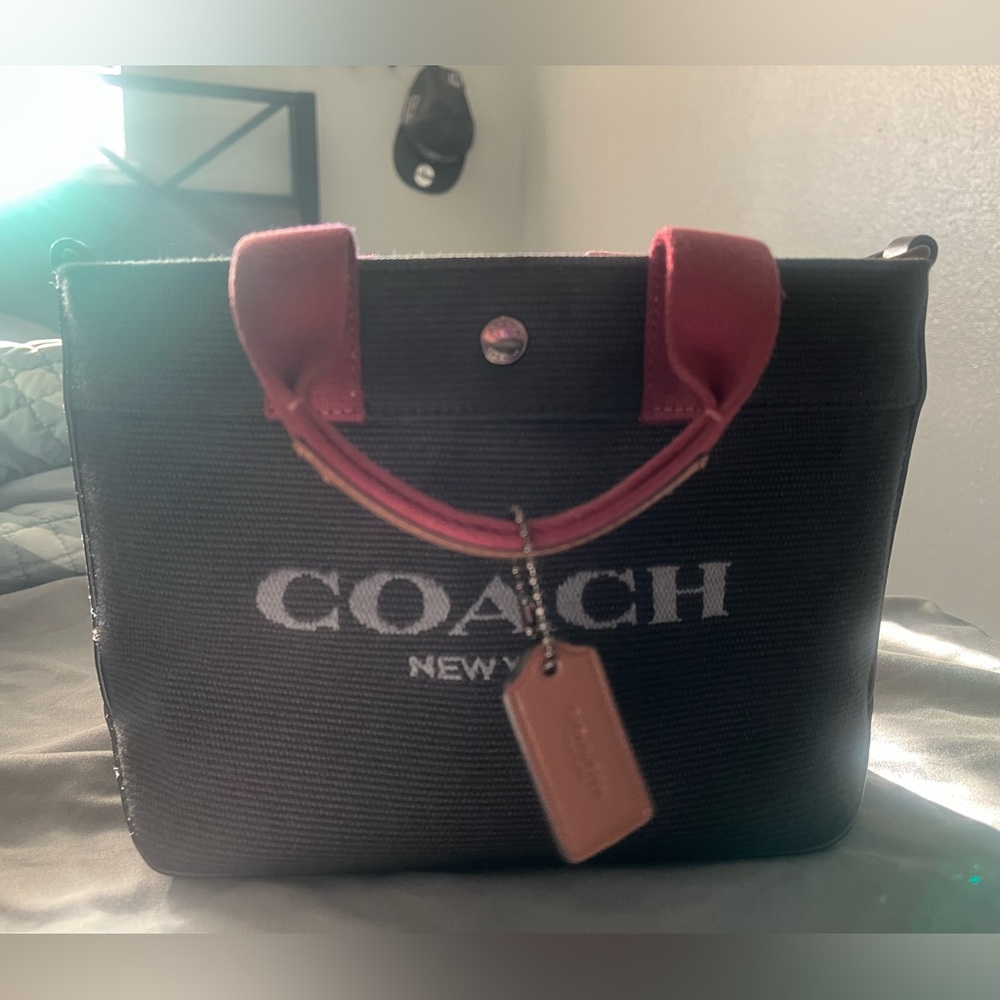 Coach Black Tote with Pink Handles